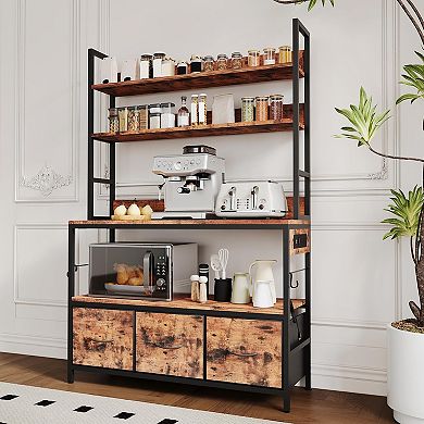 IDEALHOUSE 5 Tier Kitchen Bakers Rack with Drawers
