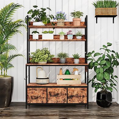 IDEALHOUSE 5 Tier Kitchen Bakers Rack with Drawers