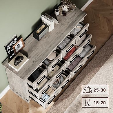 IDEALHOUSE Farmhouse 8-Drawer Wood Dresser
