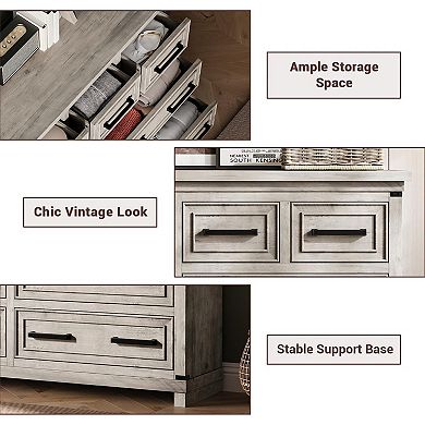 IDEALHOUSE Farmhouse 8-Drawer Wood Dresser