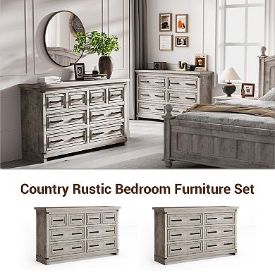 IDEALHOUSE Farmhouse 8-Drawer Wood Dresser