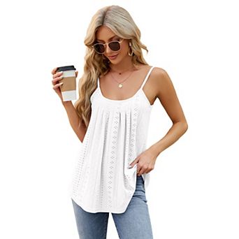 Womens Tank Tops Sleeveless Spaghetti Strap U Neck Loose Casual Summer Beach Vacation Flowy Shirts