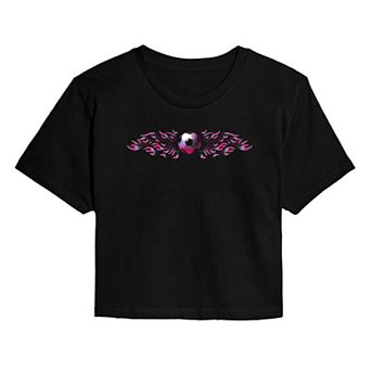 Juniors' Soccer Flames Cropped Tee