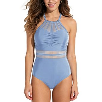 One Piece Swimsuit Patchwork Vintage Mesh Monokini Swimsuit Bathing Suits Swimwear Beachwear