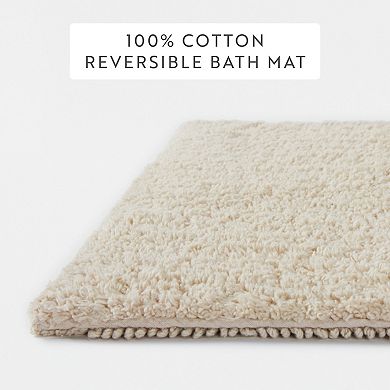 Home Collection Cotton Reversible Solid Bath Mat