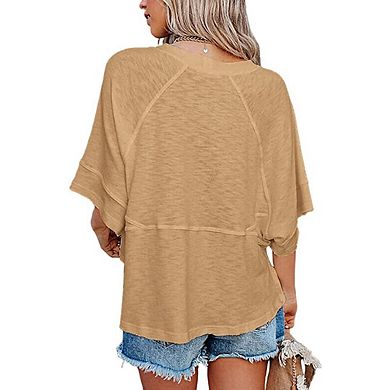 Women's 3/4 Sleeve T-Shirts Cute Crewneck Basic Business Tops