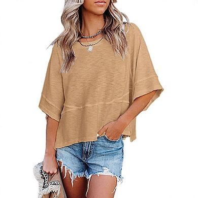 Women's 3/4 Sleeve T-Shirts Cute Crewneck Basic Business Tops