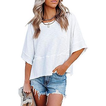 Women's 3/4 Sleeve T-Shirts Cute Crewneck Basic Business Tops