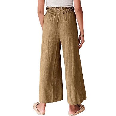 Women's High Waist Wide Leg Pants Casual Elastic Drawstring Loose Flowy Trousers with Pockets