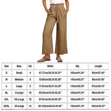 Women's High Waist Wide Leg Pants Casual Elastic Drawstring Loose Flowy Trousers with Pockets