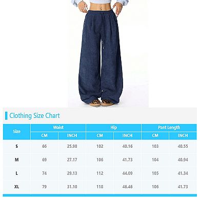 Women's Drawstring High Waisted Sweatpants Wide Leg Split Baggy Workout Trousers Pants