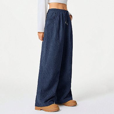 Women's Drawstring High Waisted Sweatpants Wide Leg Split Baggy Workout Trousers Pants