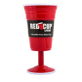 Reusable Red Plastic Wine Glass with Stem, 8oz Durable Drinking Glass for Parties