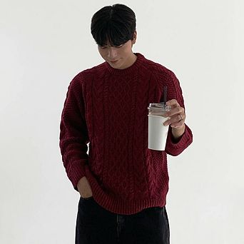 Cable Knit Crew Neck Everyday Sweater