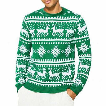 Casual Snowflake & Deer Print Knitted Street Sweater