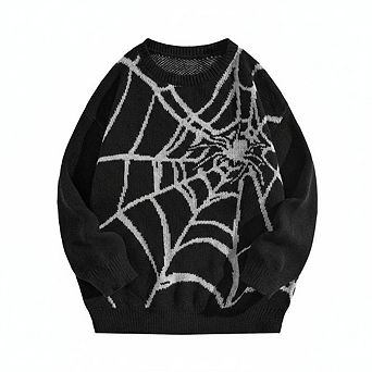 Spider Web Pattern Pullover Halloween Sweater
