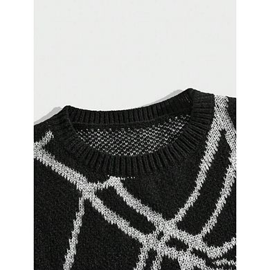 Spider Web Pattern Pullover Halloween Sweater
