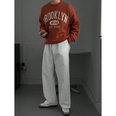 Letter Print Round Neck Long Sleeve Sweater