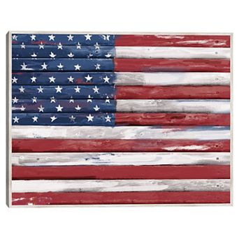 Rustic US Flag Framed Wall Art