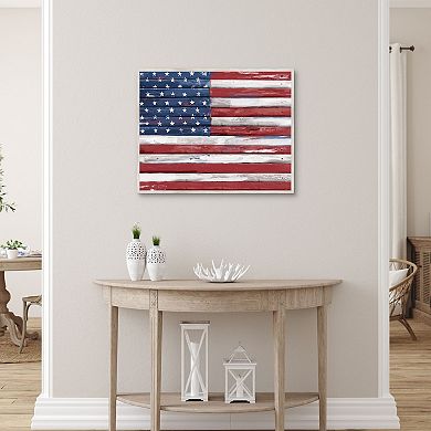 Rustic US Flag Framed Wall Art