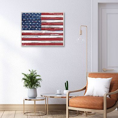 Rustic US Flag Framed Wall Art