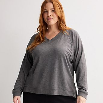 Plus Size Tek Gear® French Terry Long Sleeve V-Neck Top