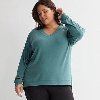 Plus Size Tek Gear® French Terry Long Sleeve V-Neck Top