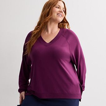 Plus Size Tek Gear® French Terry Long Sleeve V-Neck Top