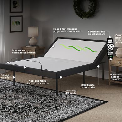 GhostBed Power Adjustable Base with Massage & Zero-G Positions