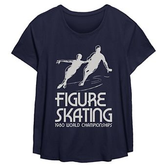 Plus Size Missy Plus Figure Skating Short Sleeve Scoop Hem Flow Tee