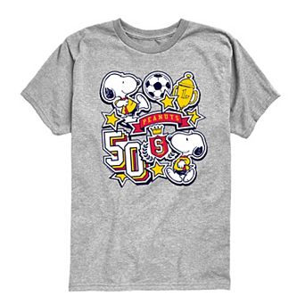 Boys 8-20 Peanuts Snoopy Soccer Stickers Graphic Tee