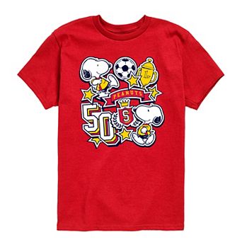 Boys 8-20 Peanuts Snoopy Soccer Stickers Graphic Tee