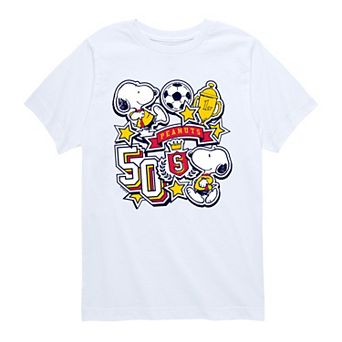 Boys 8-20 Peanuts Snoopy Soccer Stickers Graphic Tee