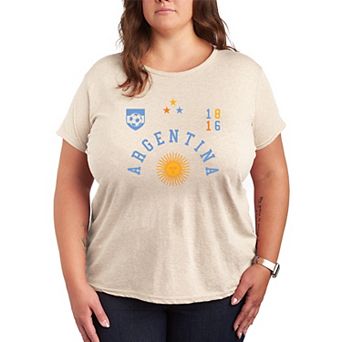 Plus Size Argentina Soccer Jersey Graphic Tee