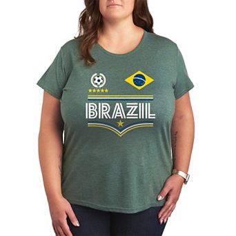 Plus Size Brazil Soccer Jersey Graphic Tee