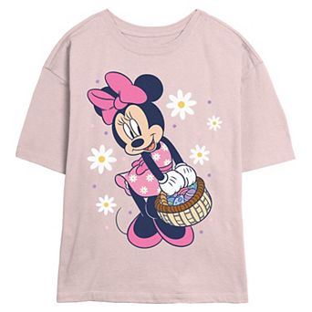 Juniors' Disney’s Minnie Mouse Easter Basket Graphic Tee