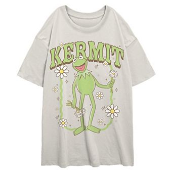 Juniors' Disney’s Kermit The Frog With Flowers Graphic Tee