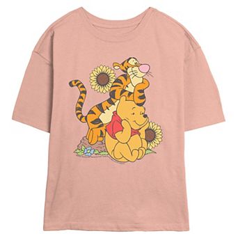 Juniors' Disney’s Winnie Pooh & Tiger Graphic Short Sleeve Skimmer Tee