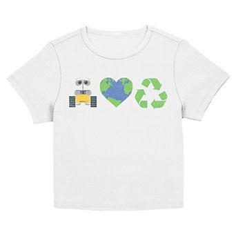 Juniors' Disney’s Wall-E Loves Recycling Short Sleeve Baby Tee