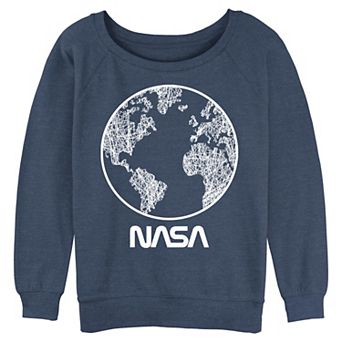 Juniors' NASA World Long Sleeve Slouchy Terry Pullover