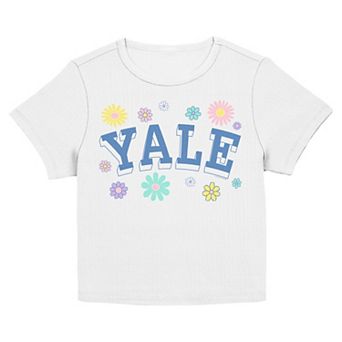Juniors' Yale Floral Logo Short Sleeve Graphic Tee