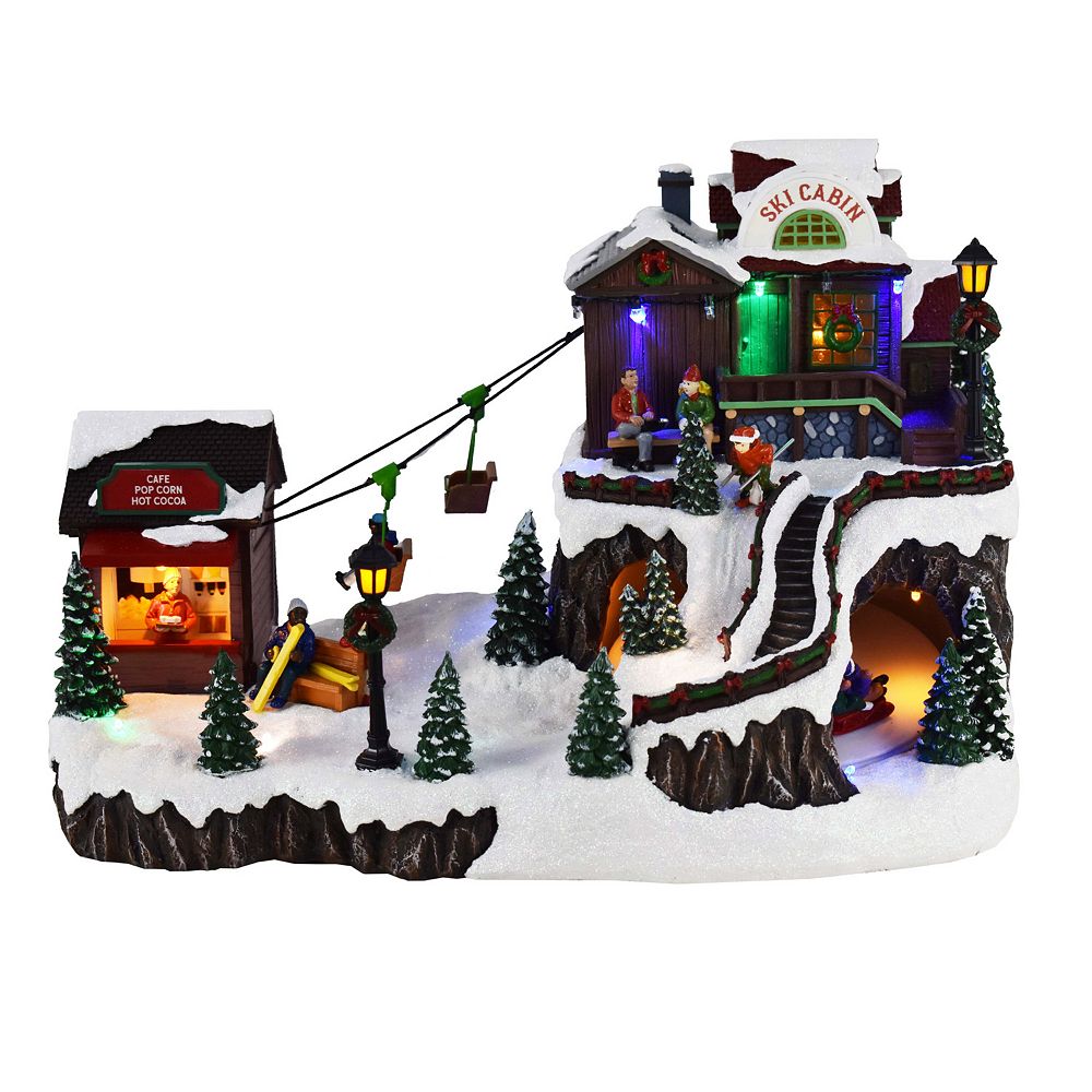 St. Nicholas Square® LED Motion and Music Ski Lodge Village