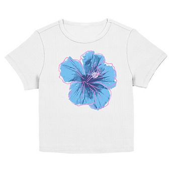 Juniors' SO® Hibiscus Short Sleeve Baby Tee