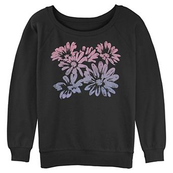 Juniors' SO® Gradient Daisies Long Sleeve Slouchy Terry Pullover