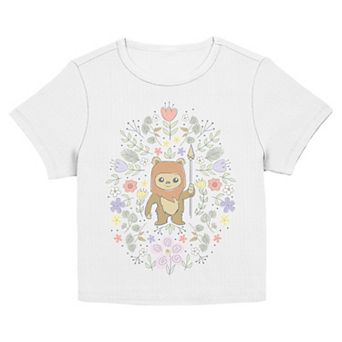 Juniors' Disney's Ewok Floral Graphic Baby Tee