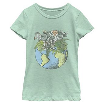 Girls' World Flora & Fauna Short Sleeve Graphic Tee