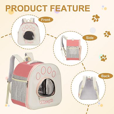 1 Pc Pet Backpack Carrier Portable and Ventilated Travel Bag, 14.17x9.45x15.75 Inch