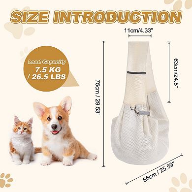 1Pc 16.5 Lbs Soft Pouch Breathable Mesh Pet Crossbody Shoulder Bag, 29.53x25.59 Inch