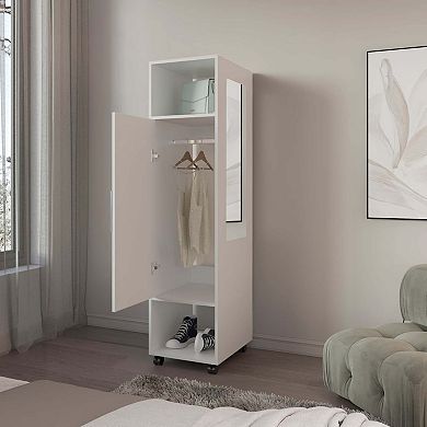 Ambler Armoire with 1 Door, 3 Shelves, and Full-Length Mirror