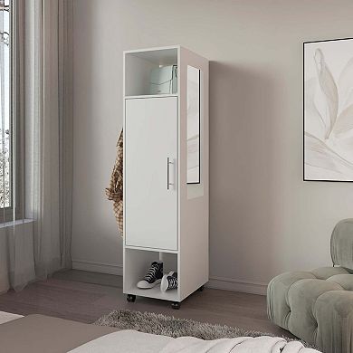 Ambler Armoire with 1 Door, 3 Shelves, and Full-Length Mirror